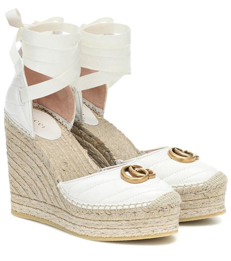 gucci white wedges|Gucci espadrilles black leather.